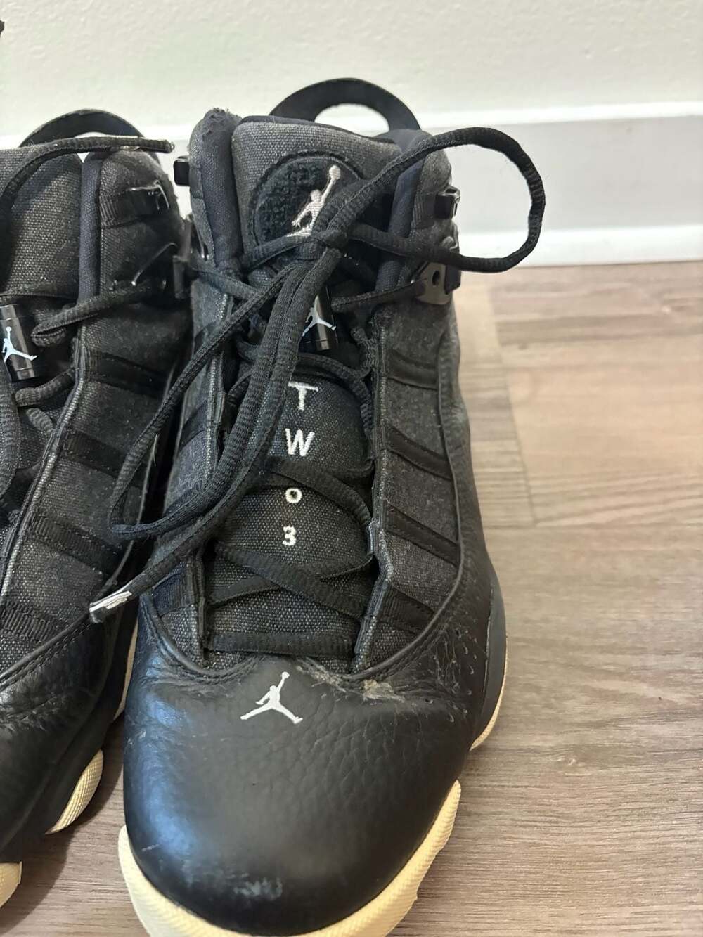 Jordan 6 Rings Black and Tan Sneakers - Picture 4 of 10